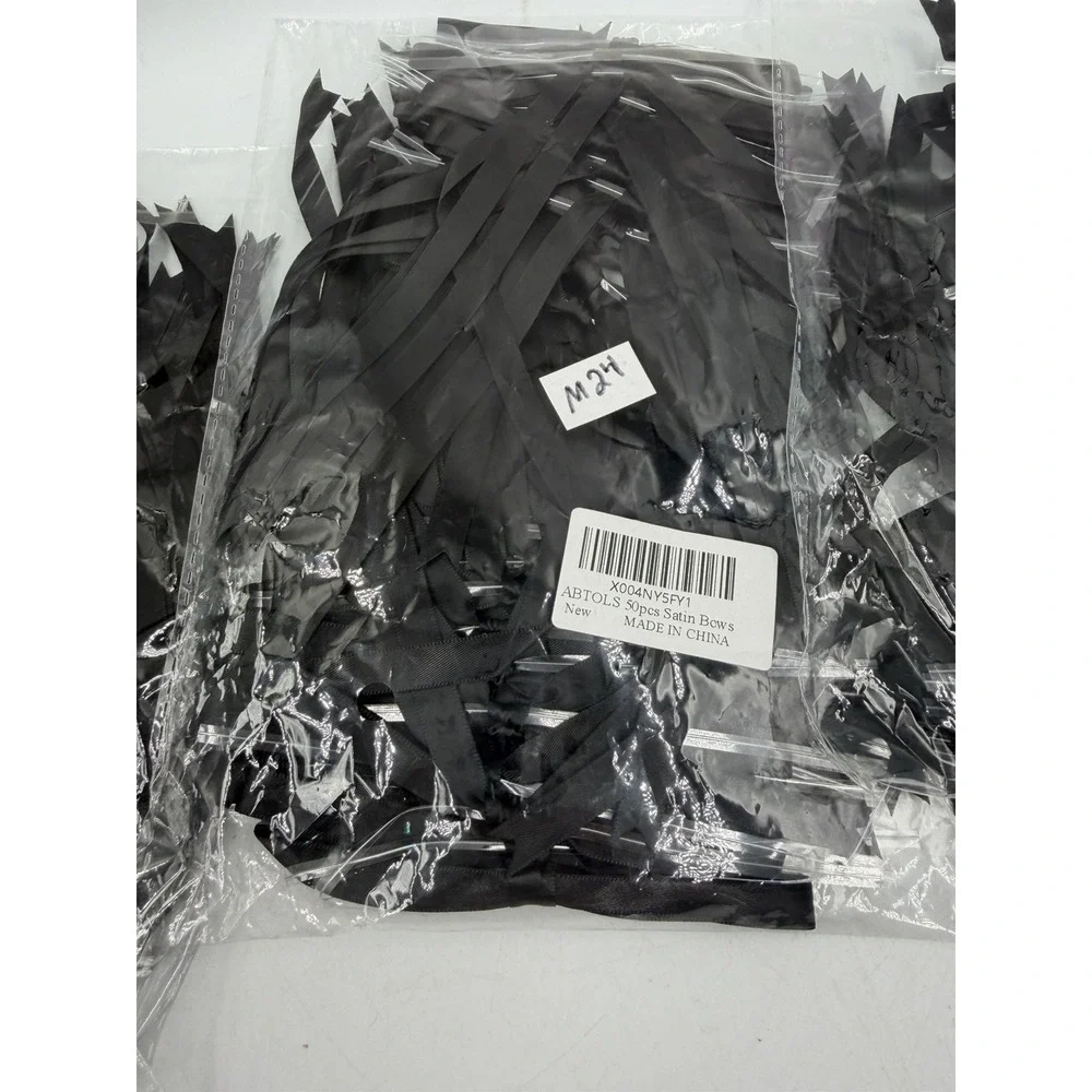 150Pcs Mini Black Satin Ribbon Bows for DIY Craft Party Decoration NIB